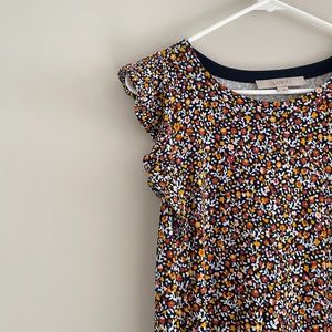 LOFT Floral Flutter Swing Dress